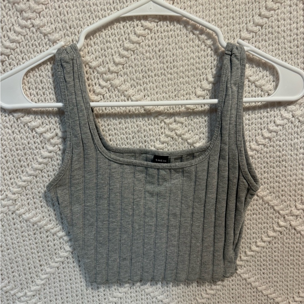 SHEIN grey cropped tank top; XS